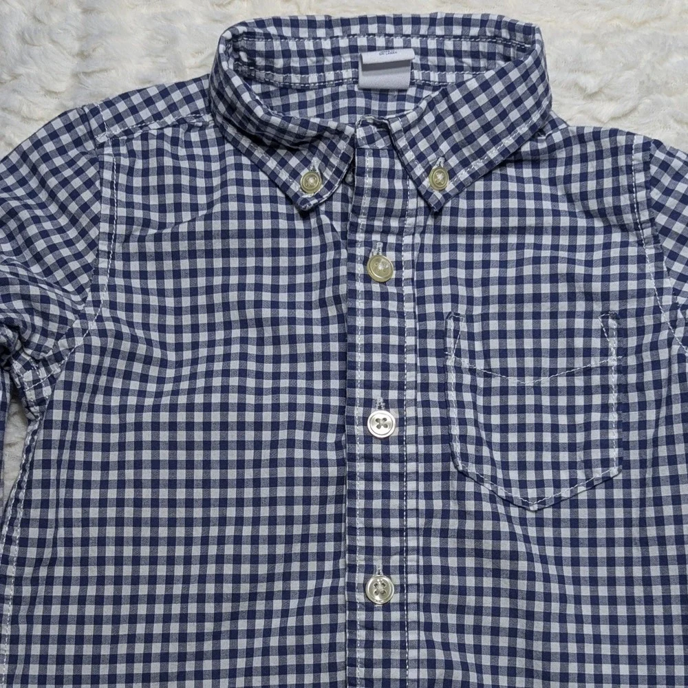 Baby Gap Toddler Boys Navy Gingham Button Down Shirt 18–24M‎